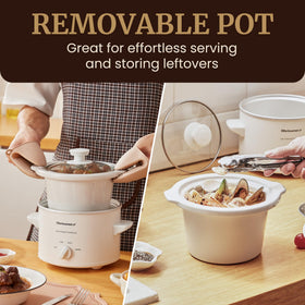 Dishwasher-safe glass lid on Elite Gourmet MST-250XW for quick cleanup