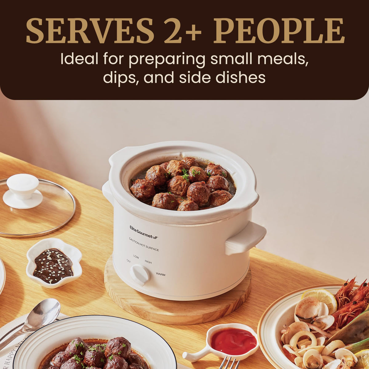 Removable stoneware pot of Elite Gourmet MST-250XW for easy cleaning