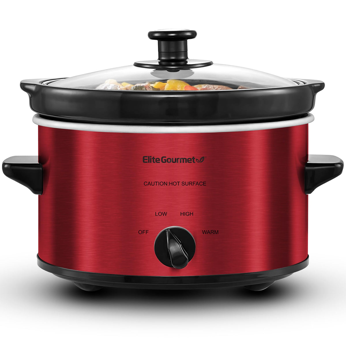 Elite Gourmet MST-275XR slow cooker lid with clear view for monitoring meals