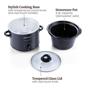 Elite Gourmet MST-350B dishwasher-safe lid for quick cleanup