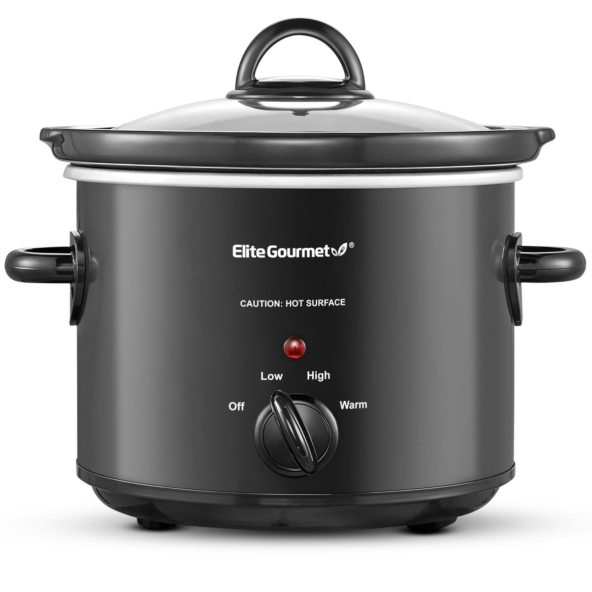 Elite Gourmet MST-350B front view showing compact 3-quart capacity for family meals