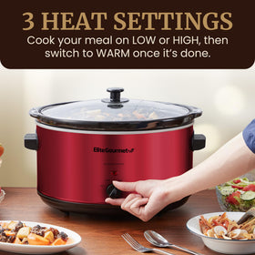 Elite Gourmet MST-900RXT adjustable controls for effortless low high and keep-warm settings.