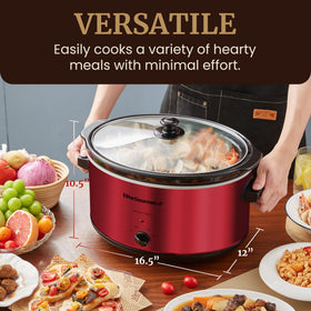 Elite Gourmet MST-900RXT dishwasher-safe lid and crock simplify weekly meal prep.
