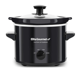 Elite Gourmet MST239X 2 Qt slow cooker stoneware pot ready for weeknight meals