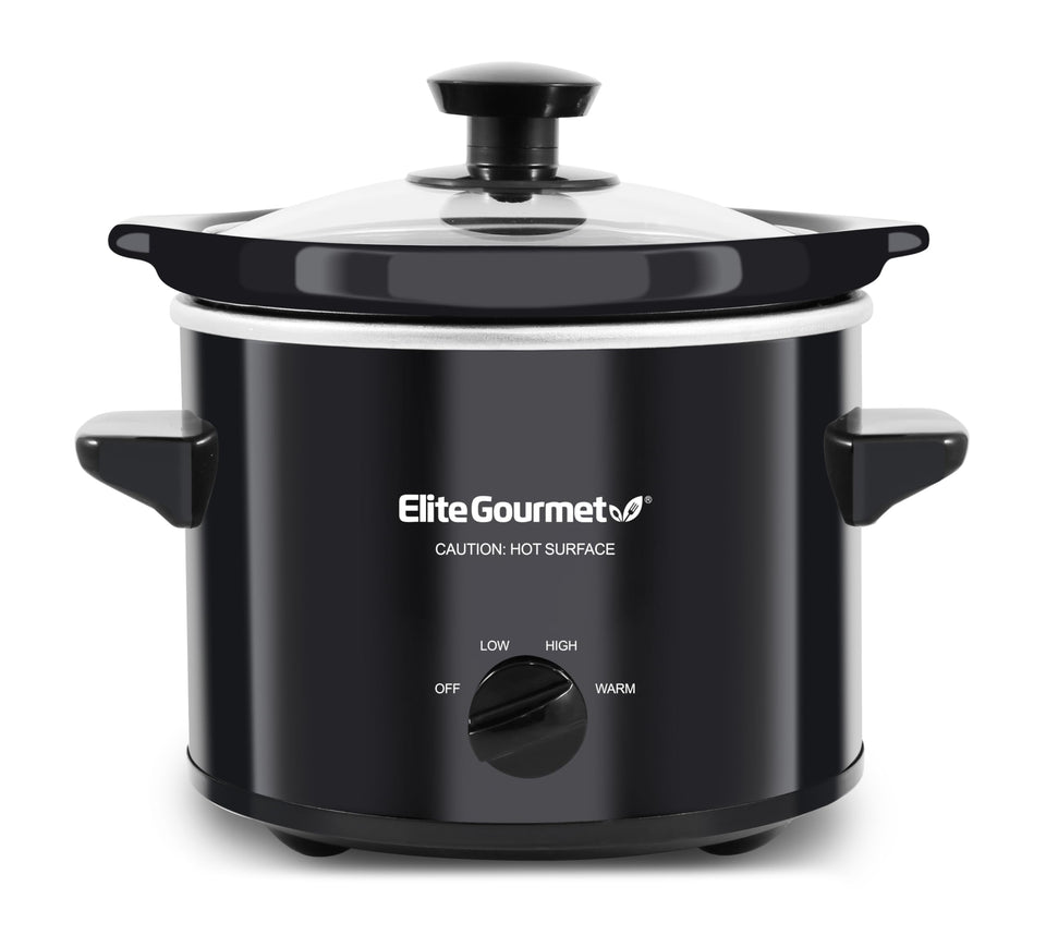 Elite Gourmet MST239X 2 Qt slow cooker stoneware pot ready for weeknight meals