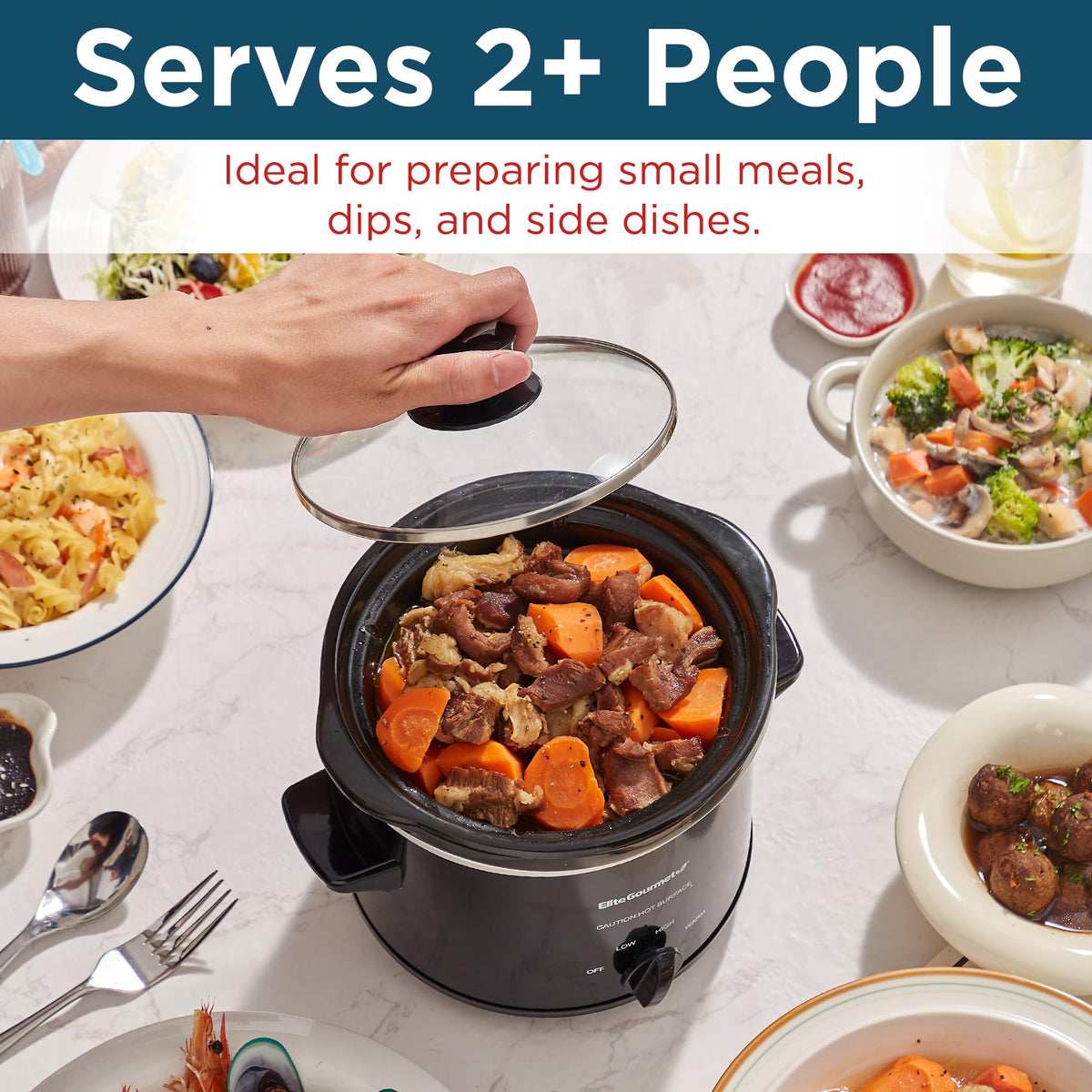Elite Gourmet MST239X glazed ceramic crock delivers fork-tender results