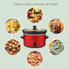 Elite Gourmet MST-275XR clear glass lid shows contents during cooking.