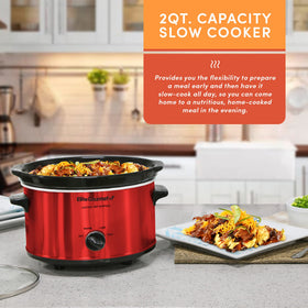 Elite Gourmet MST-275XR red metallic finish brightens kitchen counters.