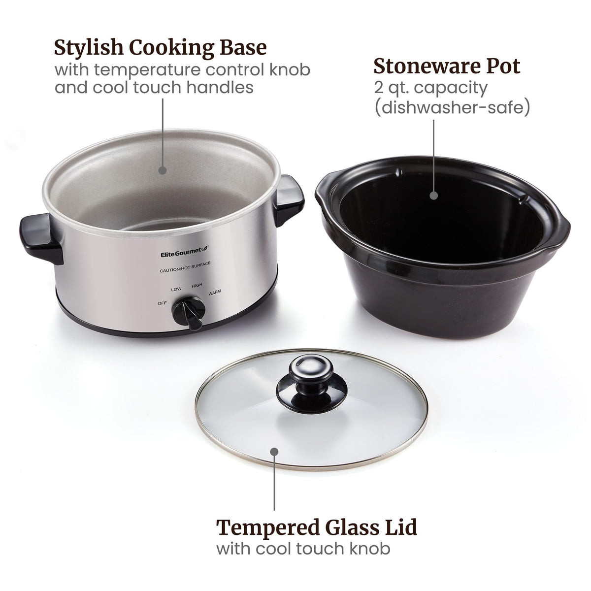 Compact 2-quart design fits small families using Elite Gourmet MST-275XS