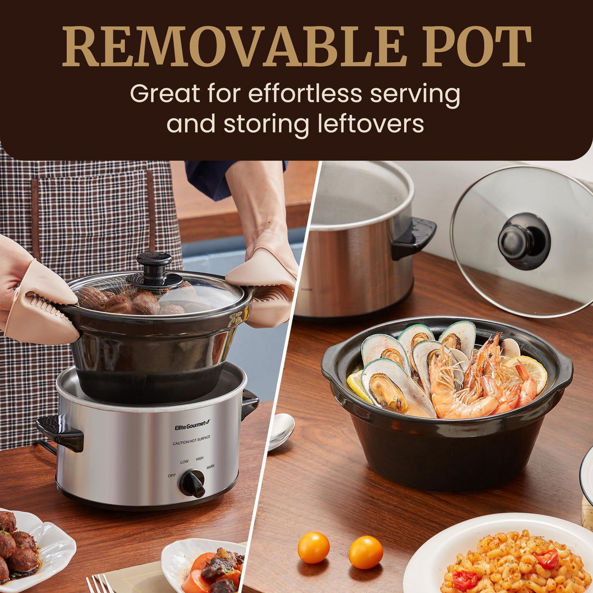 Low High and Keep Warm settings for versatile meals on Elite Gourmet MST-275XS