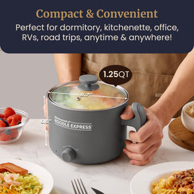 Elite Gourmet Noodle Express Hot Pot cool-touch handle for safe handling