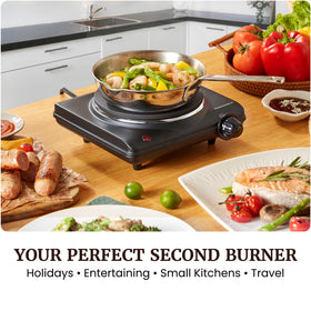 Portable Elite Gourmet cooktop in a dorm room setting for quick meals.