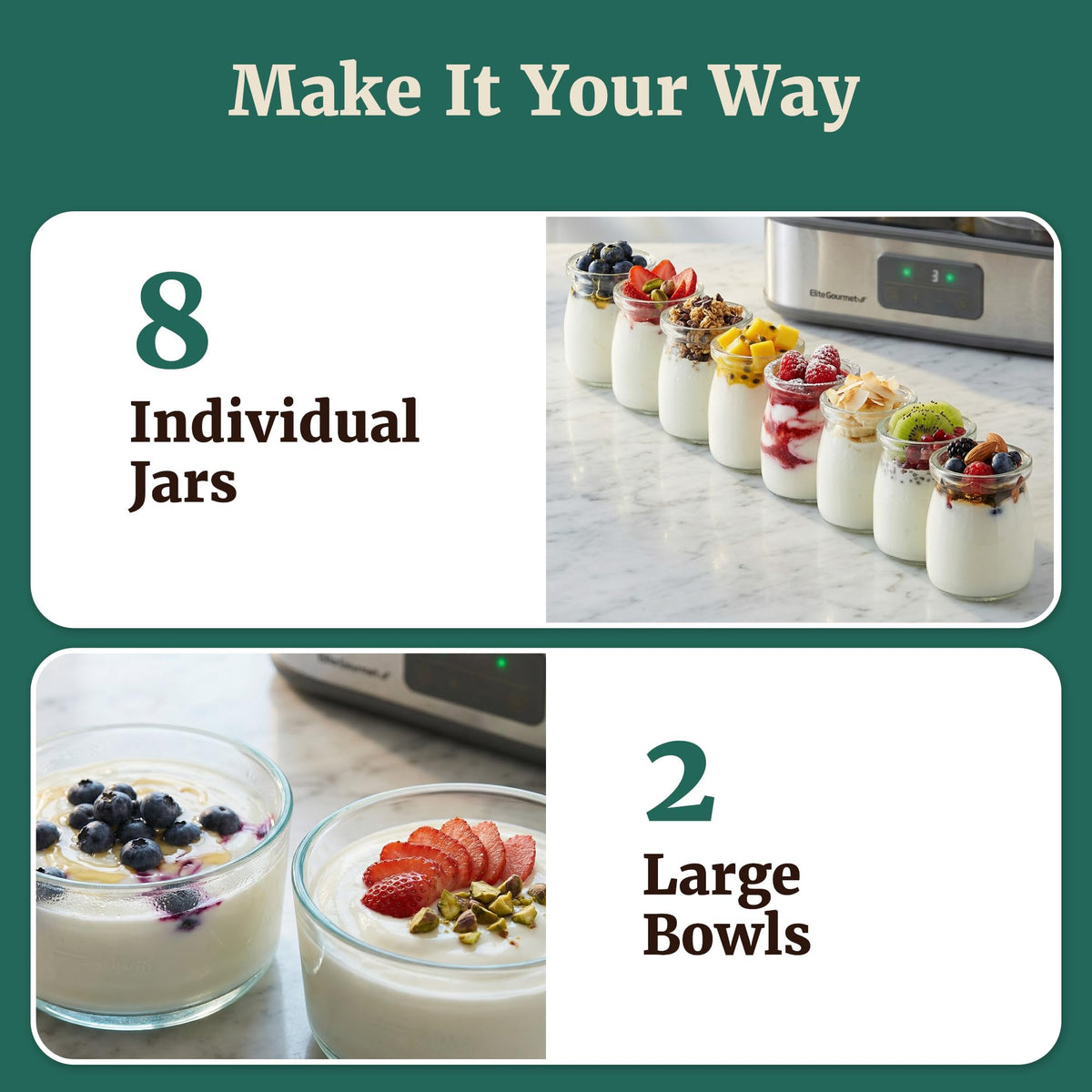 BPA-free lids for safe storage with Elite Gourmet ProBioticPRO