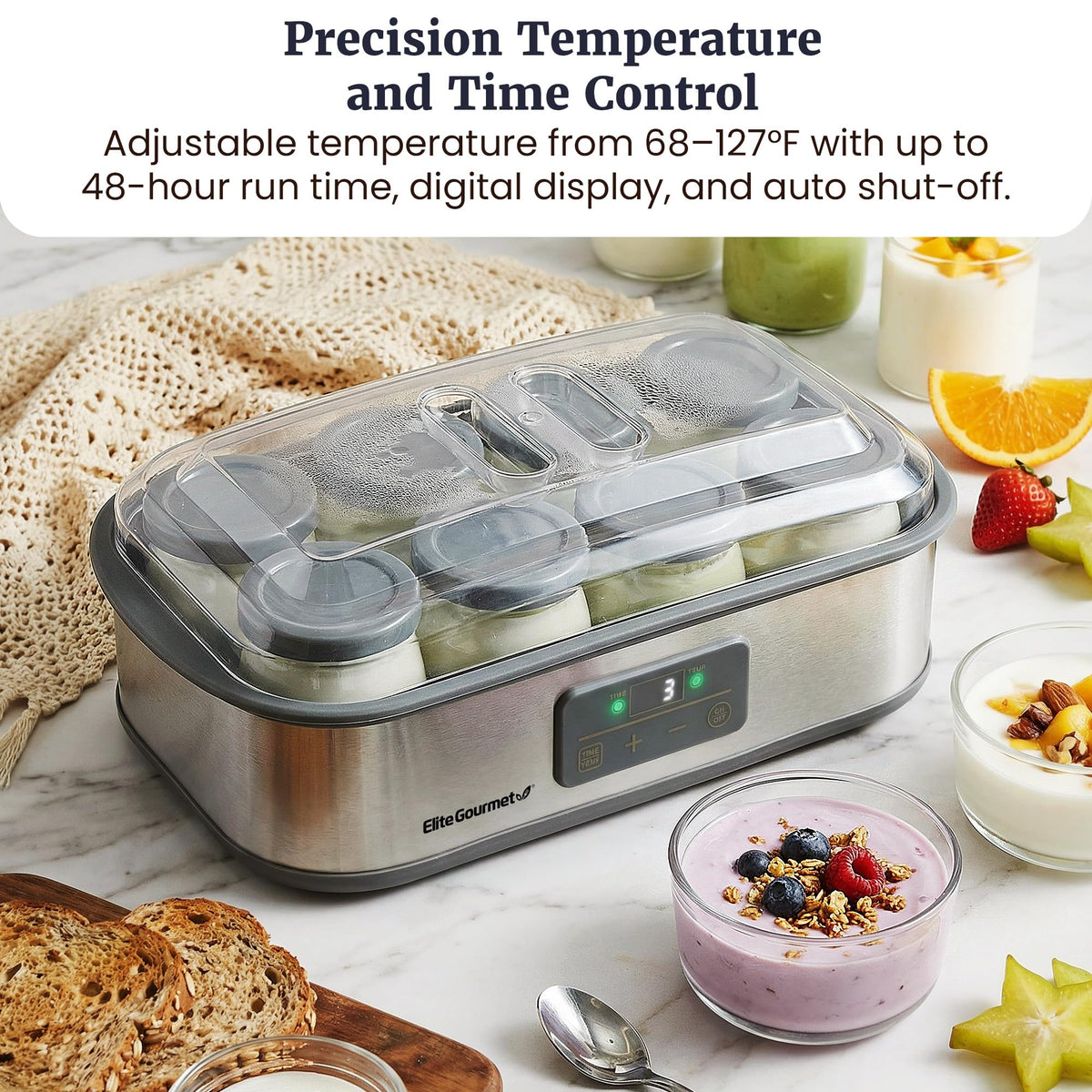 Dishwasher-safe glass containers for easy cleanup with Elite Gourmet ProBioticPRO