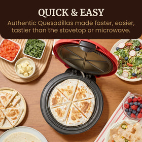 Elite Gourmet Quesadilla Maker nonstick plates for quick cleaning