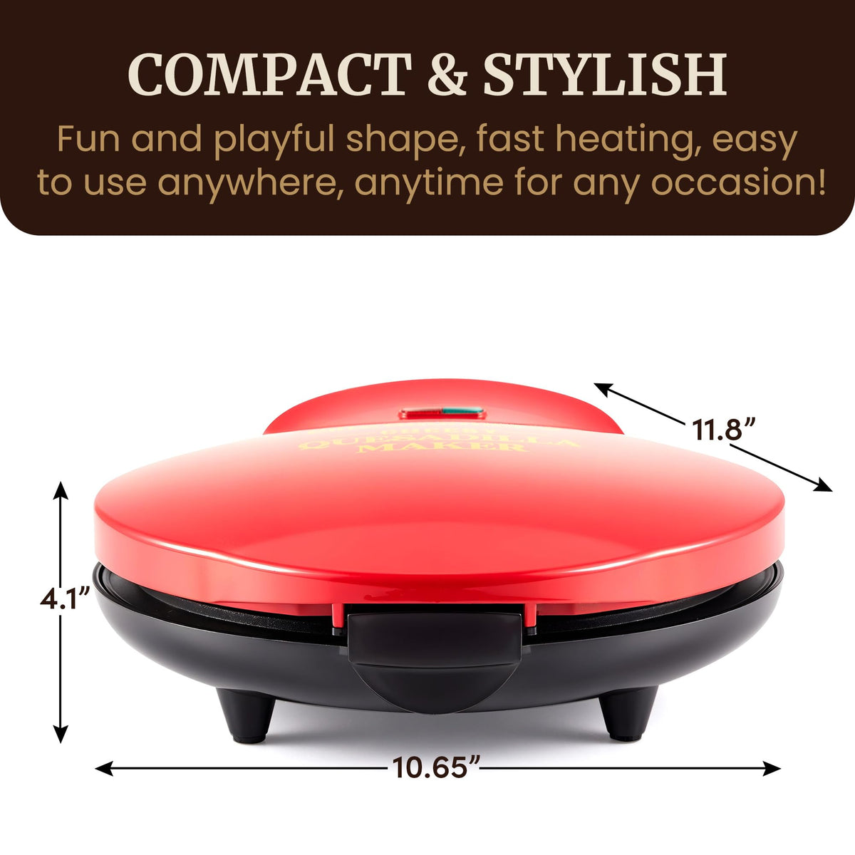 Elite Gourmet Quesadilla Maker indicator lights for preheat and ready status
