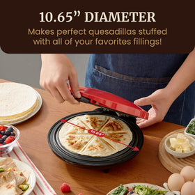 Elite Gourmet Quesadilla Maker shows six wedges for even portions