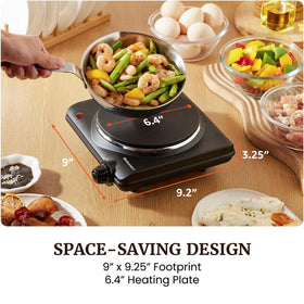 Cool-touch base and non-slip feet on Elite Gourmet burner.
