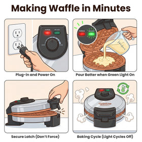 Elite Gourmet CeramiCrisp waffle maker features a secure latch for evenly cooked results.
