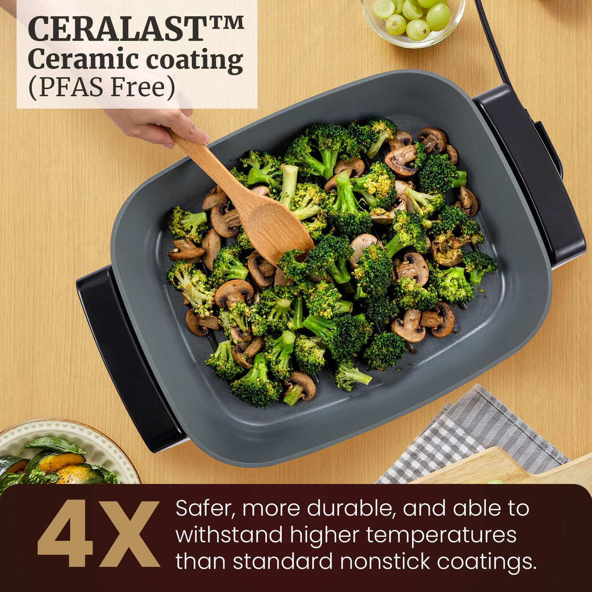 Elite Gourmet skillet dishwasher-safe top rack for quick, simple cleanup