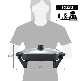 Elite Gourmet 12x12 skillet ideal for serving up to six people