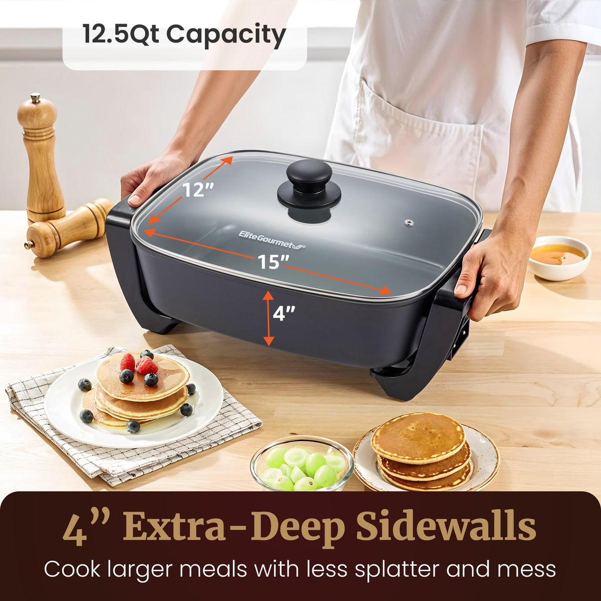Elite Gourmet temperature probe shows precise 200–400°F control during cooking