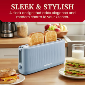 Elite Gourmet SlimToast compact profile preserves counter space in small kitchens.