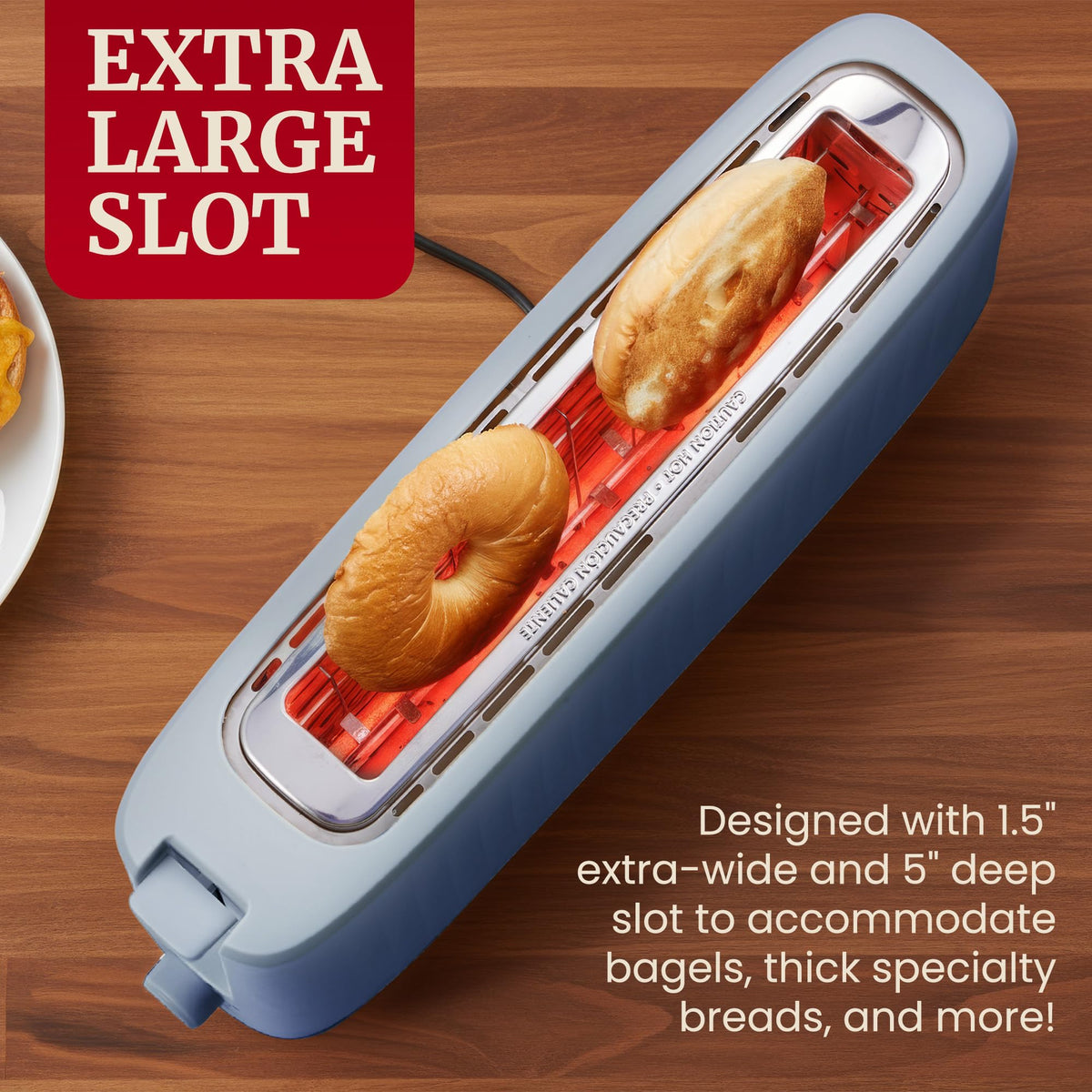 Elite Gourmet SlimToast cool-touch exterior keeps hands safe during toasting.