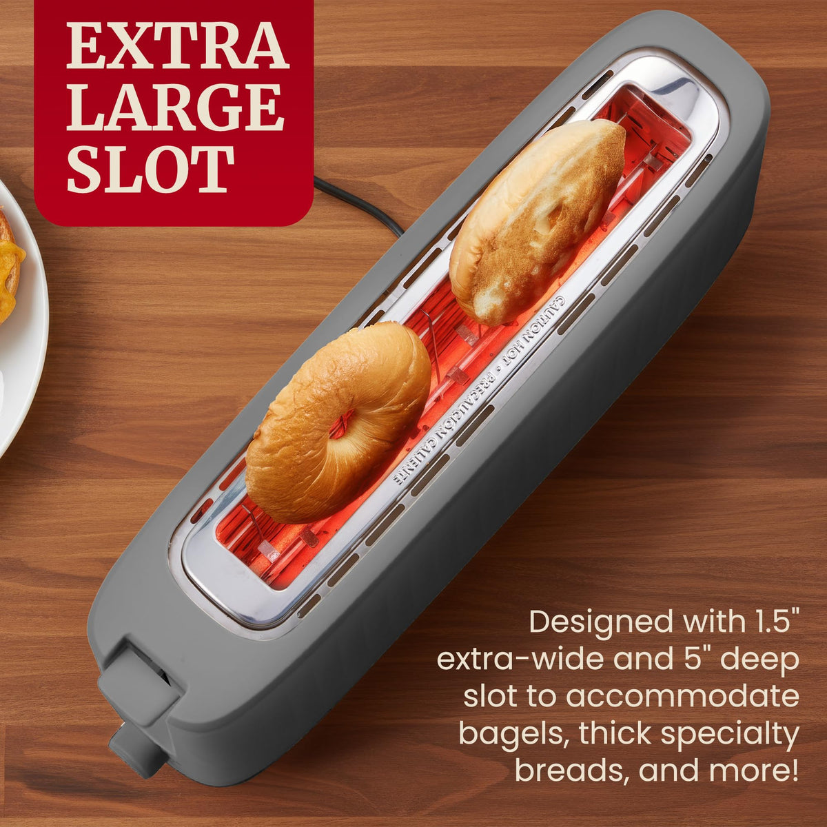 Elite Gourmet SlimToast accommodating bagels and waffles with ease
