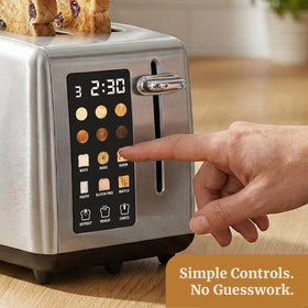 Elite Gourmet toaster featuring self-centering guides for even browning