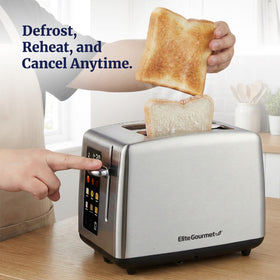Elite Gourmet toaster with durable stainless-steel exterior for a modern kitchen