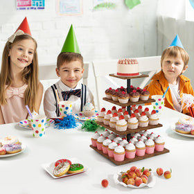 ELITEROO 360 rotating cupcake stand showing smooth rotation for easy serving.