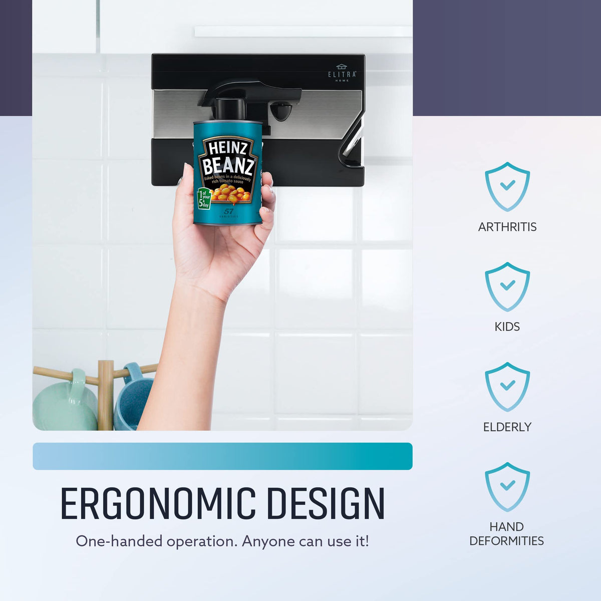 ELITRA HOME space-saving design frees counter and drawer space.