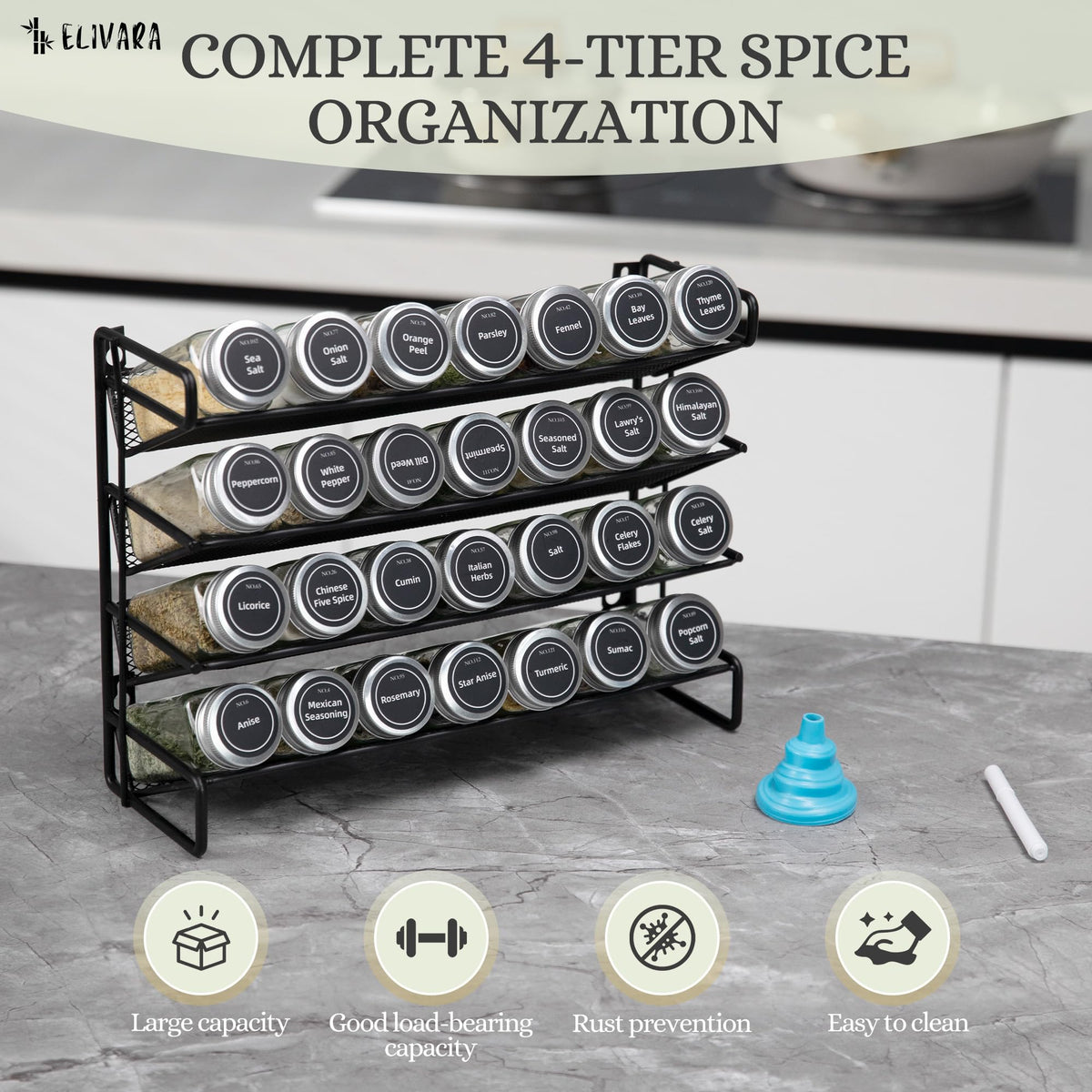 ELIVARA 386 spice labels streamline quick identification and organization.