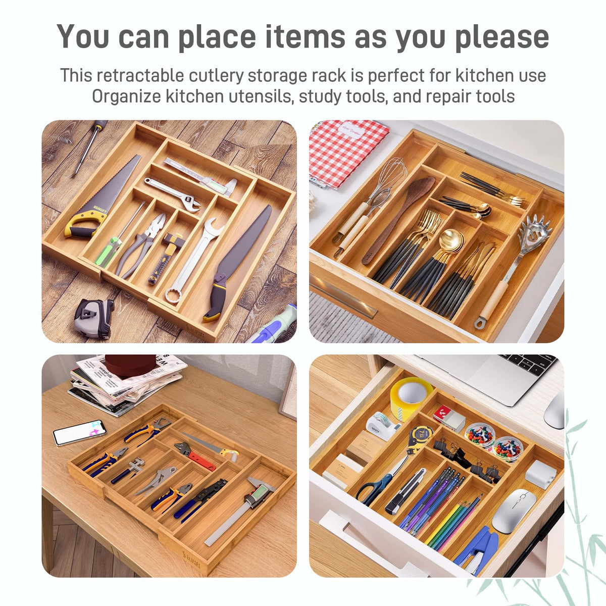 ,Elivara bamboo drawer organizer is easy to wipe clean with a damp cloth.
