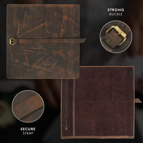ELIZO knife roll with slots for four knives keeps tools organized.