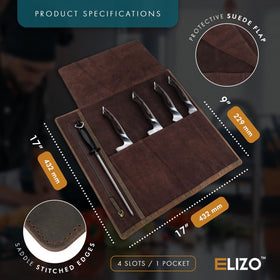 ELIZO knife roll strap and buckle secure tools during transport.