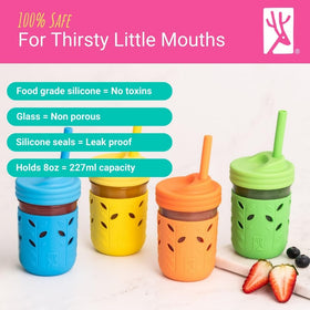 Elk and Friends 4-pack kids glass cups ideal for backyard adventures.