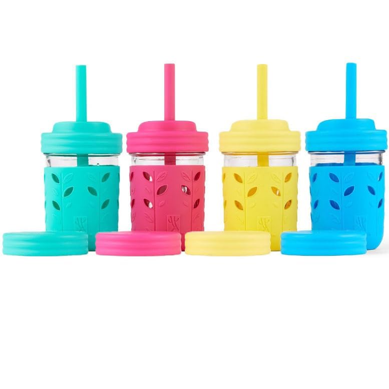 Elk and Friends 8oz glass mason jar with sleeve and lid for kids