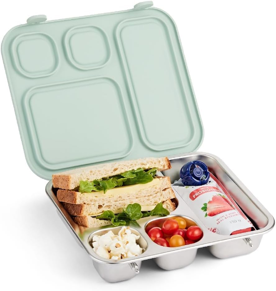 Elk and Friends bento box closed with four compartments for organized meals.