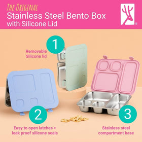 Elk and Friends bento box open shows four compartments for easy access.