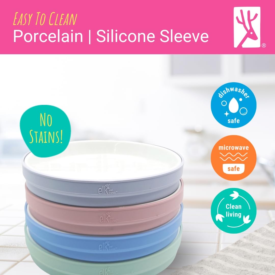 Elk and Friends dishwasher-safe plates for easy after-meal cleanup