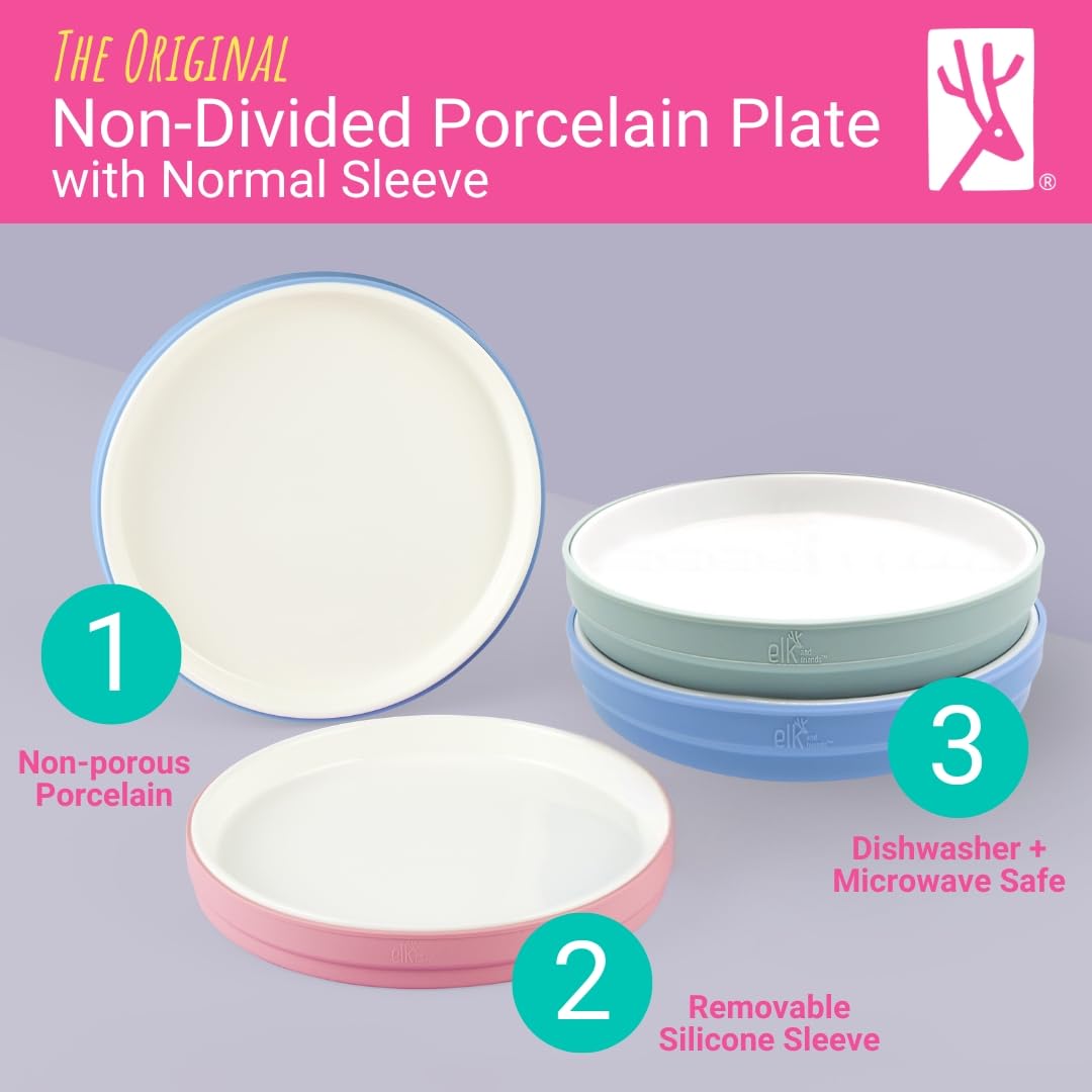 Elk and Friends porcelain 7-8 inch plates with ample space for kid meals