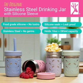 Close-up of silicone sleeve improving grip on Elk and Friends cup
