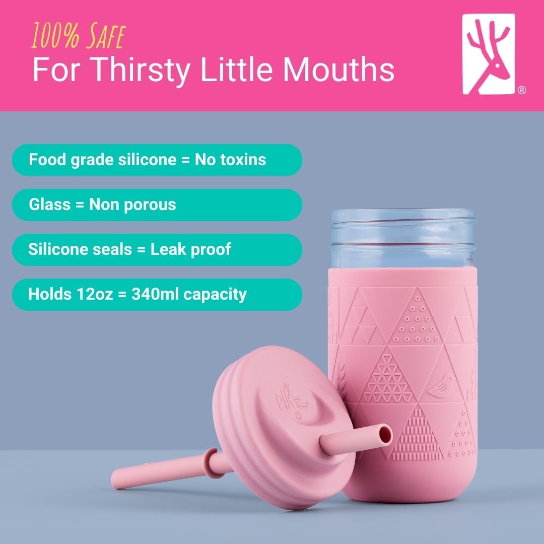 Elk and Friends silicone straw with stopper prevents straw loss