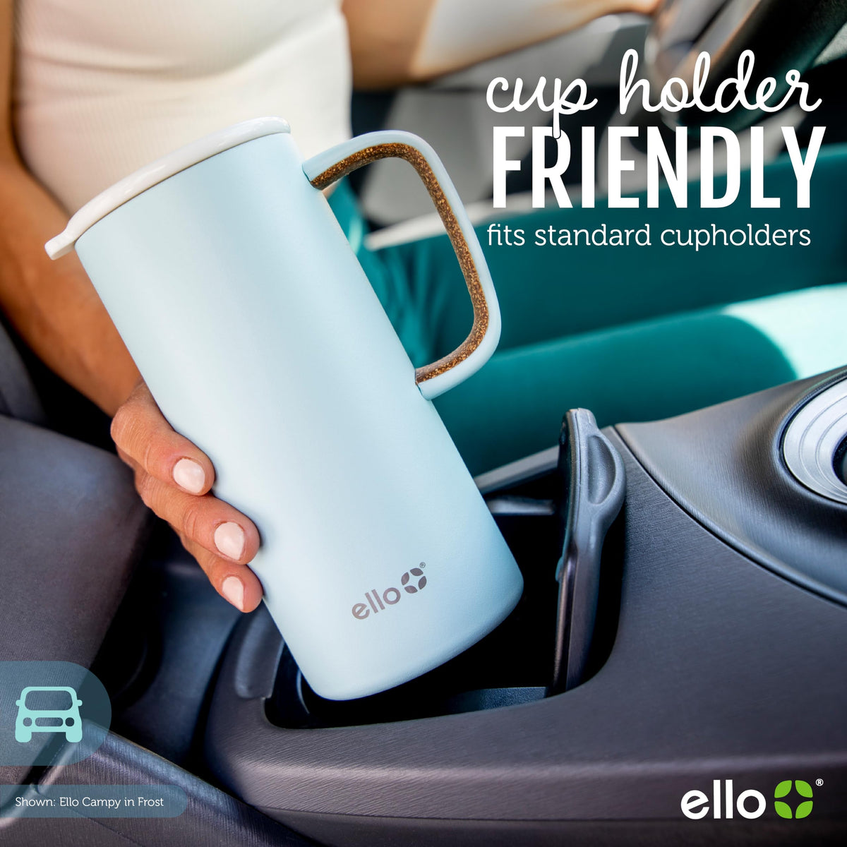 Ello Campy carry handle close-up highlights comfortable grip.