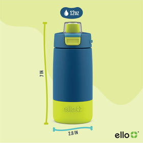 Ello Colby bottle built-in coaster protects surfaces as kids sip.