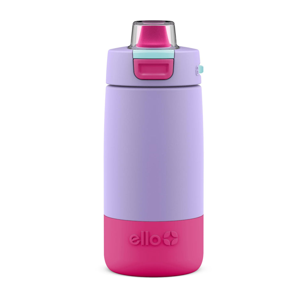 Ello Colby front view in lilac shows a durable, kid-friendly bottle for on-the-go hydration.