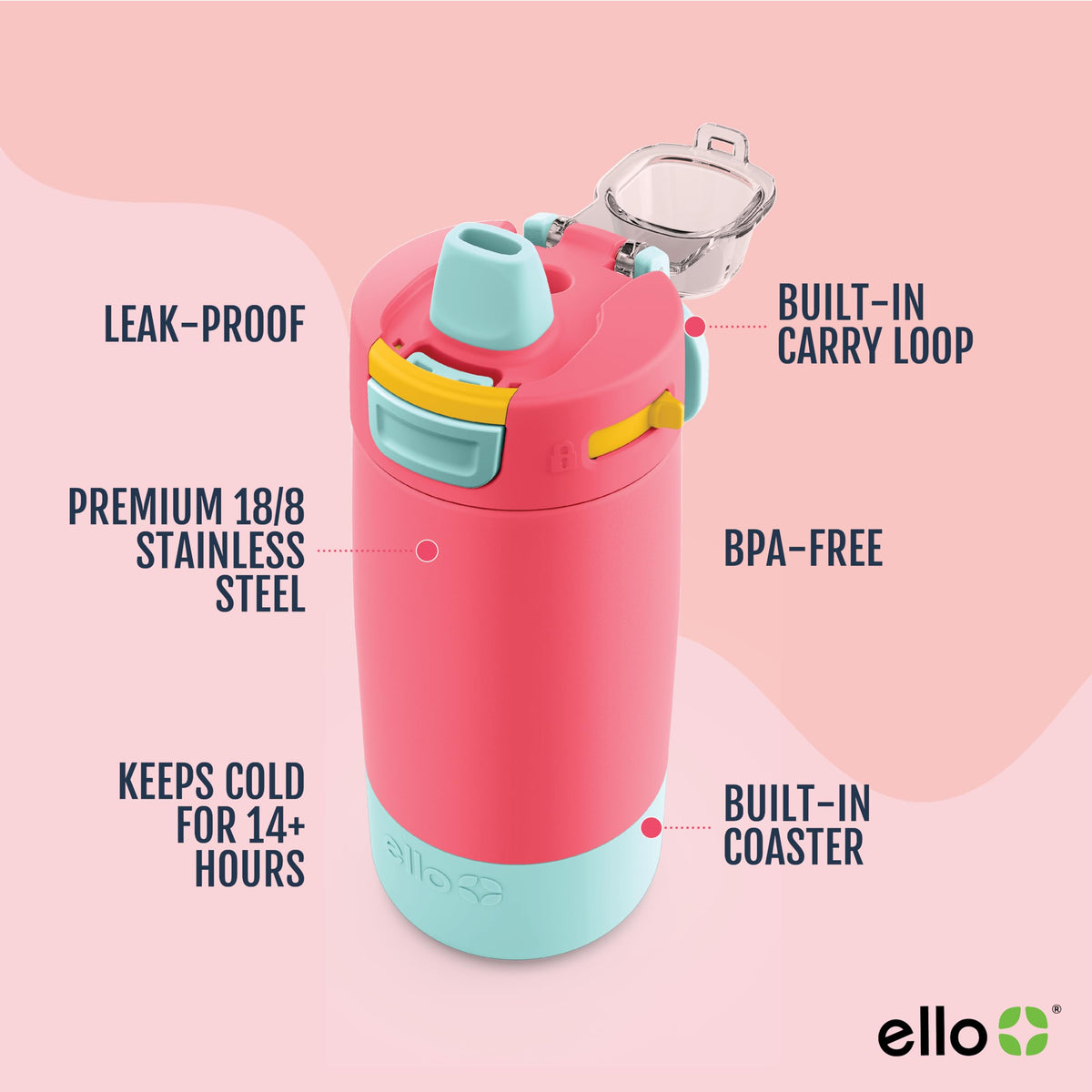 Ello Colby silicone straw kept clean for mess-free sips
