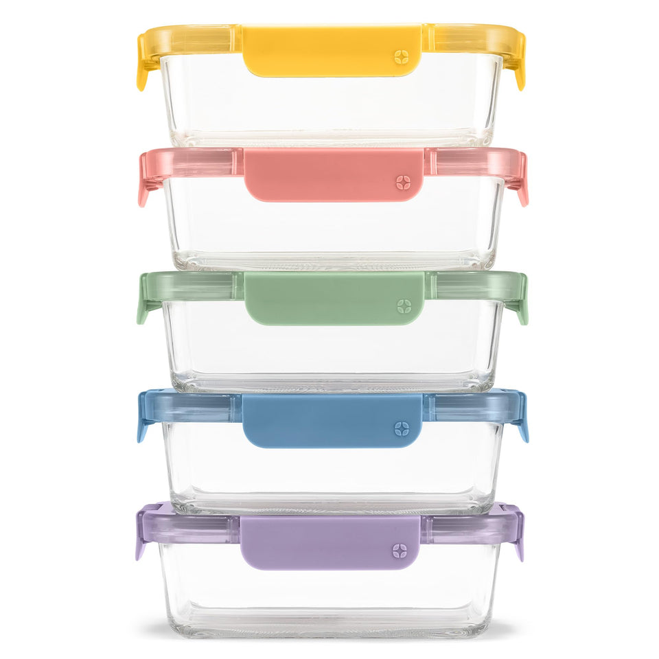 Ello Color Lock 10pc meal prep set shown in overview for organized weekly meals